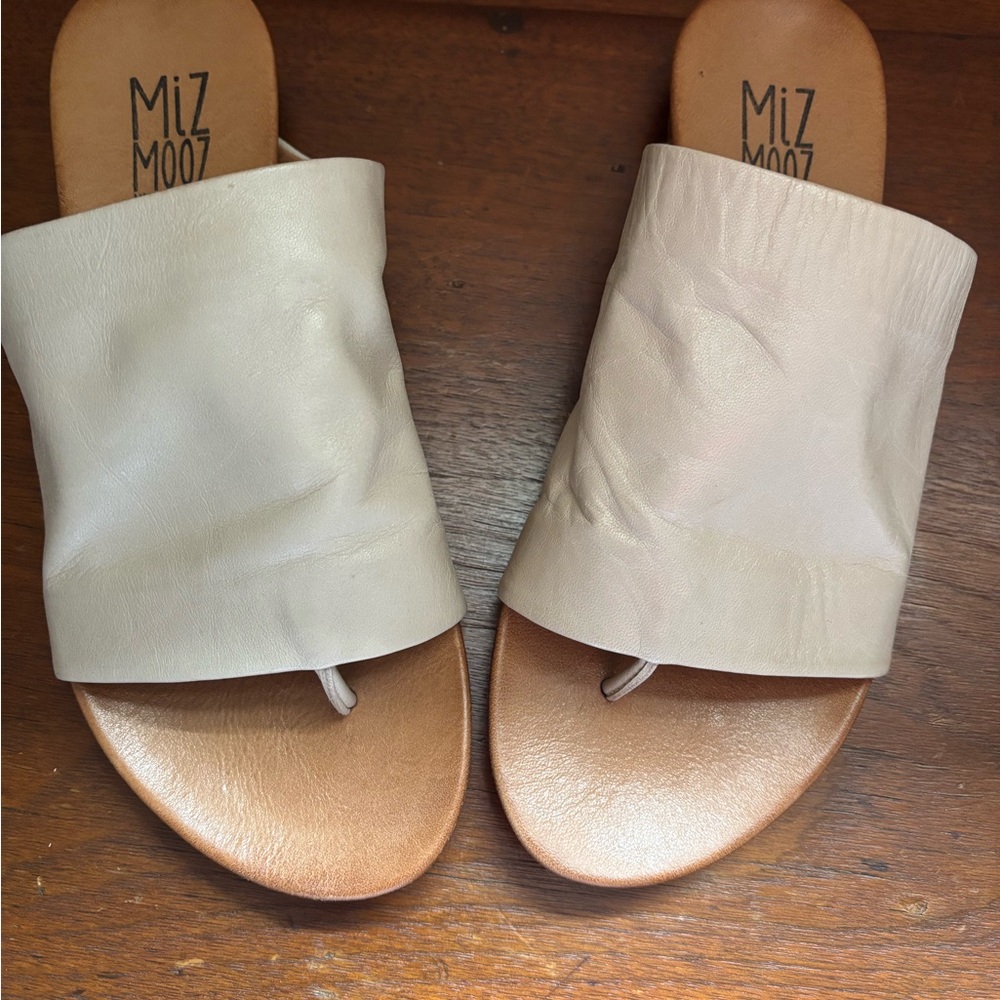 Miz Mooz Cream Sandals with Minimalist Design